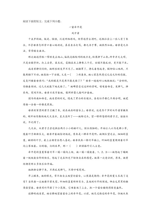 初中语文中考总复习——阅读理解(一窗牵牛花)含答案解析