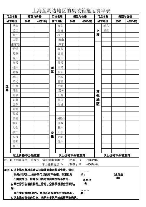 上海港集装箱门点拖车报价表