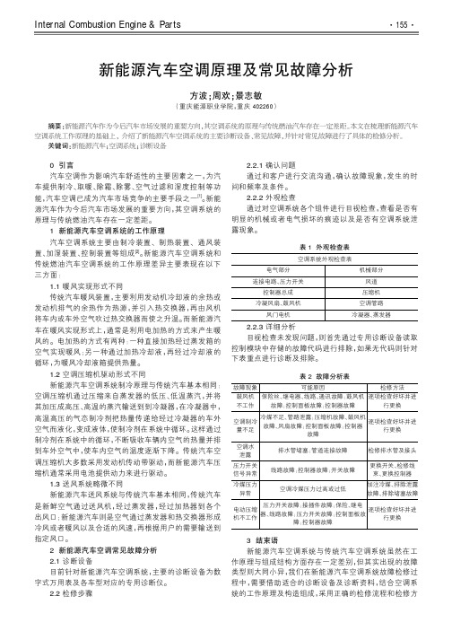 新能源汽车空调原理及常见故障分析