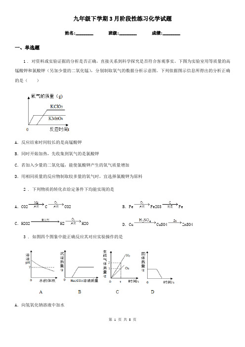 九年级下学期3月阶段性练习化学试题