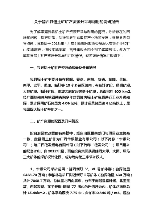 关于靖西县铝土矿矿产资源开采与利用的调研报告