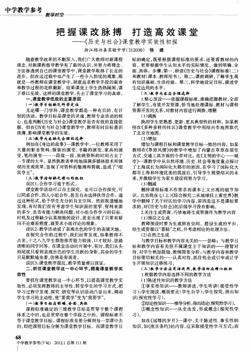 把握课改脉搏 打造高效课堂——《历史与社会》课堂教学实效性初探