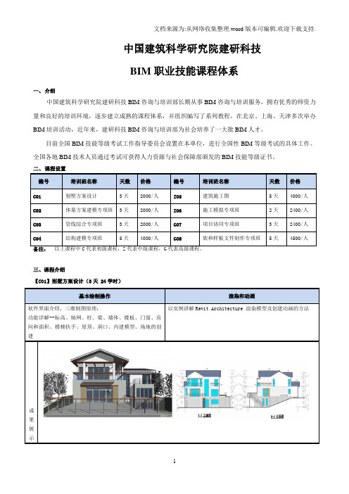 中国建筑科学研究院建研科BIM职业技能课程体系