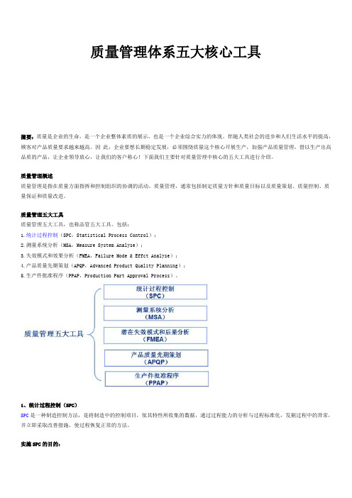 质量管理体系五大核心工具