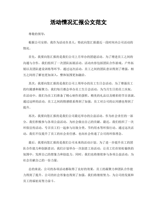 活动情况汇报公文范文