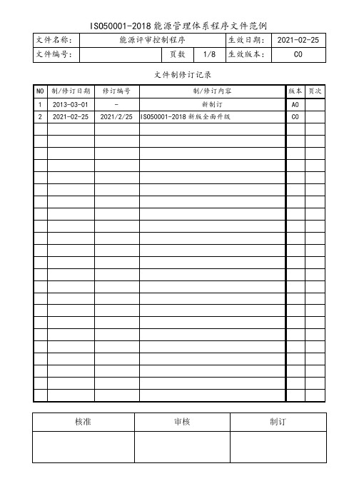 ISO50001能源评审控制程序