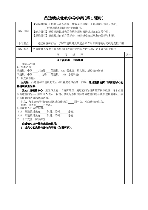 凸透镜成像教学导学案