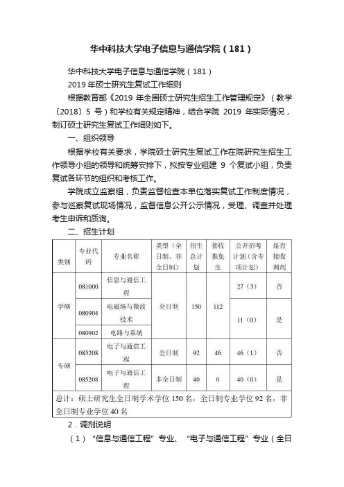 华中科技大学电子信息与通信学院（181）