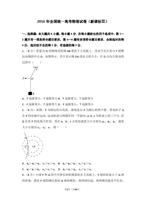 2016年全国统一高考物理试卷新课标ⅱ【精编】