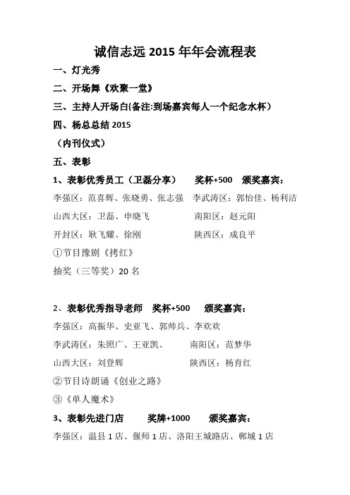 2015年年会流程表