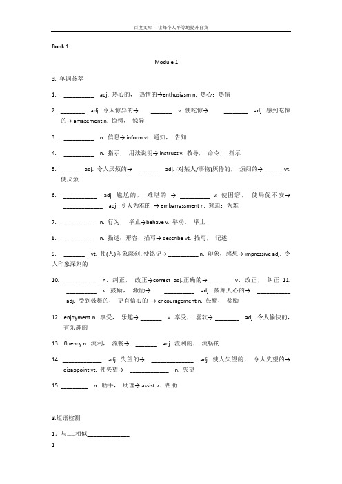 外研版高中英语必修15词性转换练习