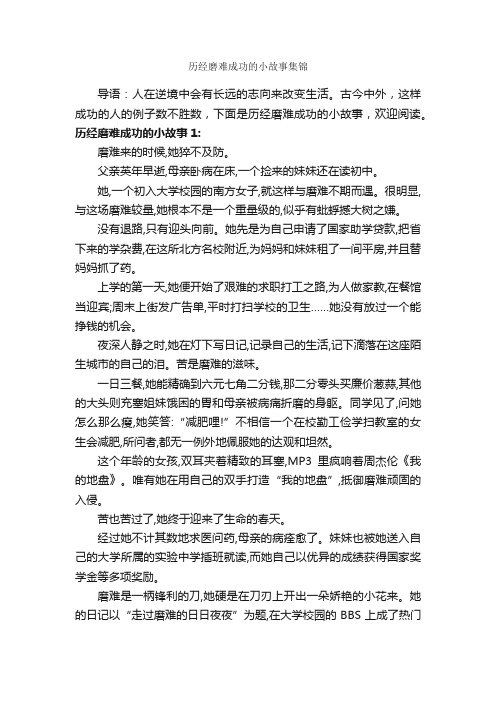 历经磨难成功的小故事集锦