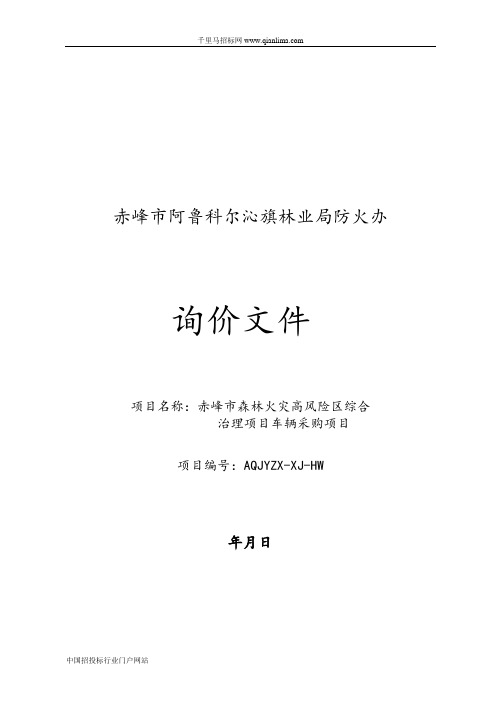 林业局森林火灾高风险区综合治理项目车辆采购询价预审招投标书范本