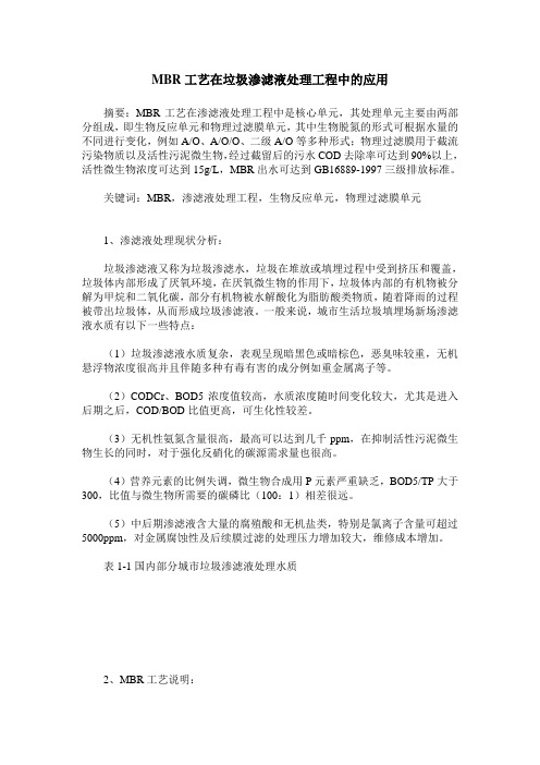 MBR工艺在垃圾渗滤液处理工程中的应用