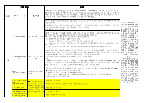 国际贸易实务常用专业术语及其定义、用法、注意事项、区别