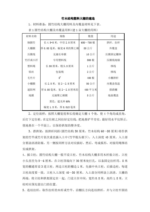 竹木结构塑料大棚的建造