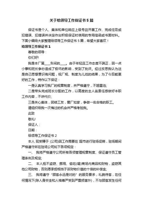 关于给领导工作保证书5篇