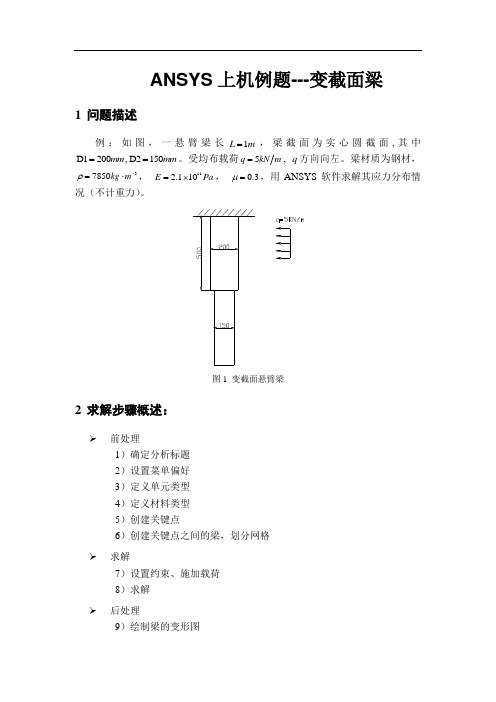 Ansys上机例题-变截面梁