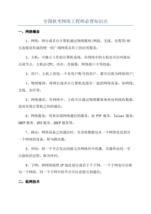 全国软考网络工程师必背知识点