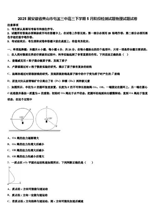 2025届安徽省黄山市屯溪三中高三下学期5月阶段检测试题物理试题试卷含解析