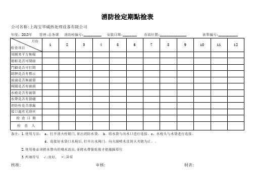 消防栓点检表