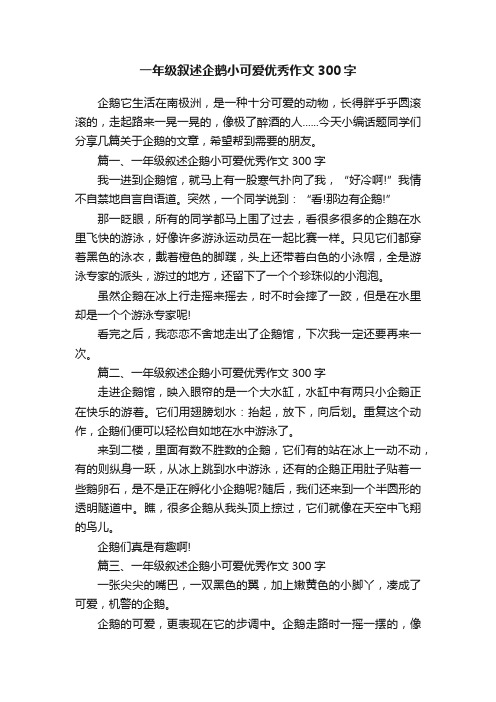 一年级叙述企鹅小可爱优秀作文300字