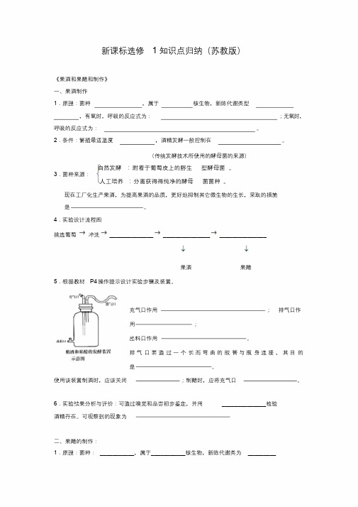 生物：新课标选修1知识点归纳(苏教版).doc.docx