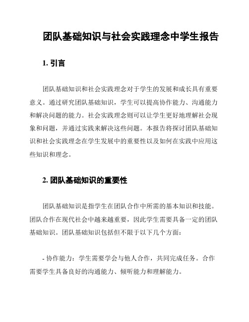 团队基础知识与社会实践理念中学生报告