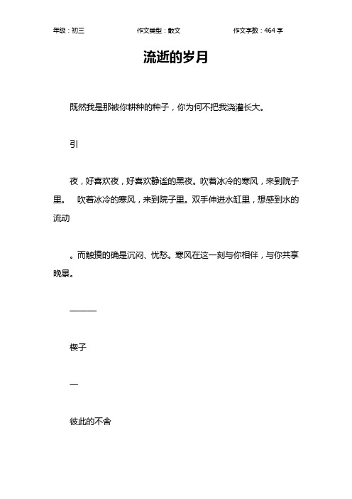 流逝的岁月作文【初中初三500字】