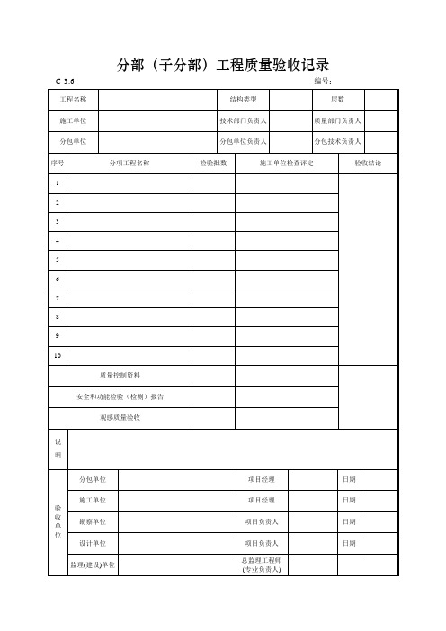 分部(子分部)工程质量验收记录