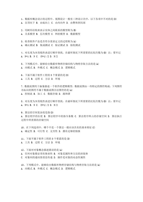 2015湖北省计算机等级考试二级试题及答案