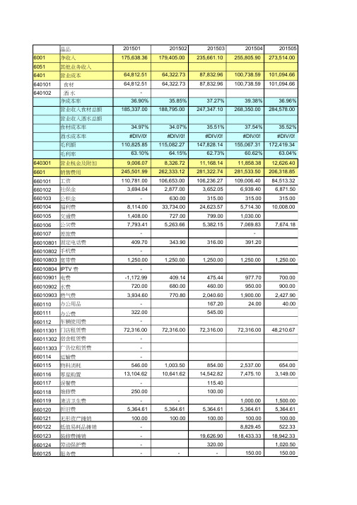 餐饮单月财务报表