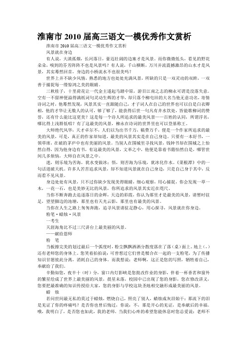 淮南市2010届高三语文一模优秀作文赏析