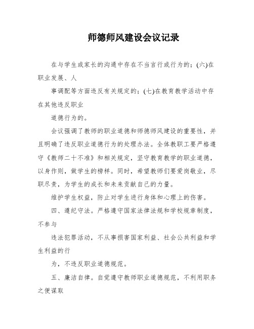 师德师风建设会议记录