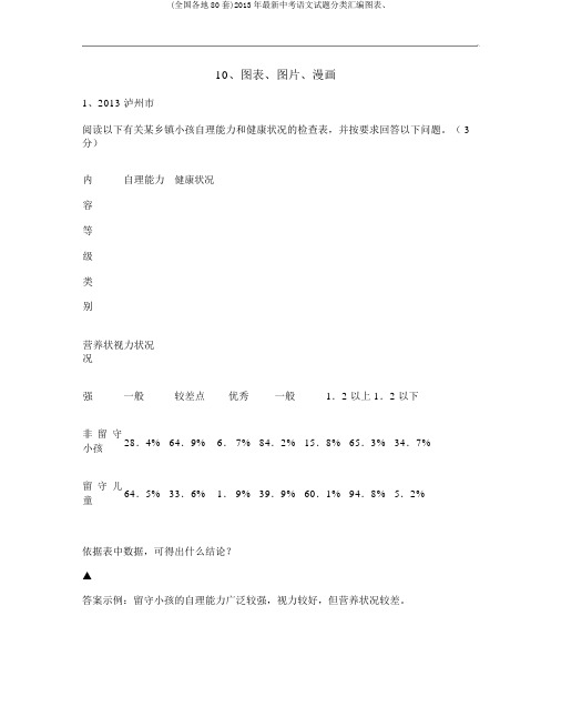 (全国各地80套)2013年最新中考语文试题分类汇编图表、