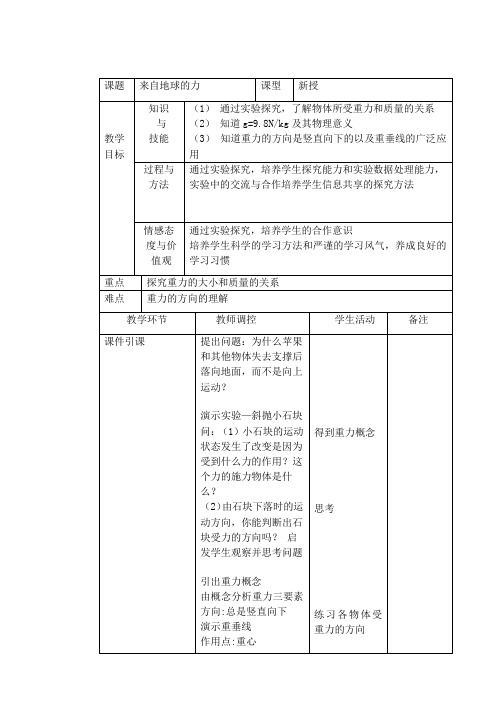 沪科版-物理-八年级全一册-来自地球的力