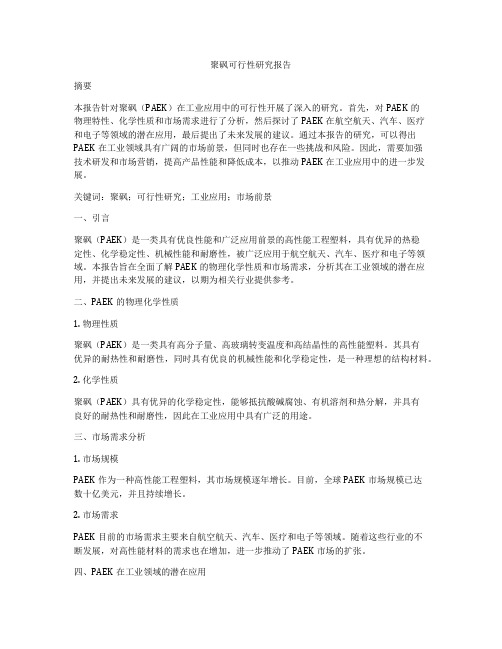 聚砜可行性研究报告