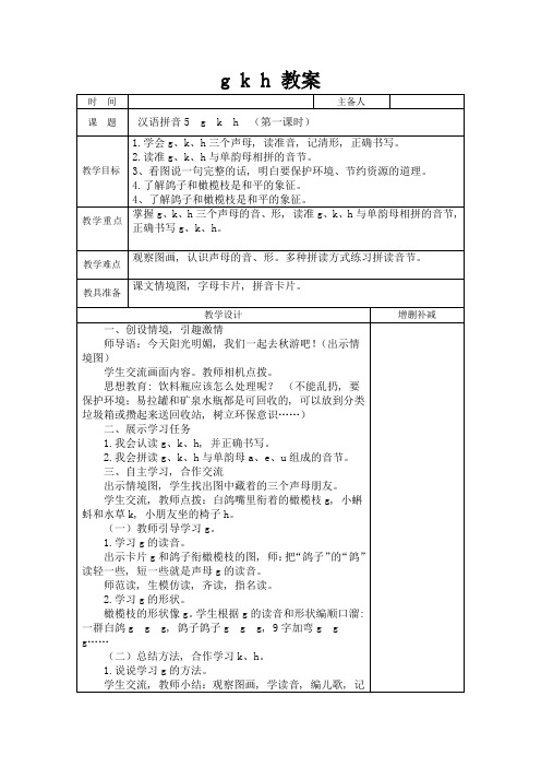 部编版一年级上册语文汉语拼音《gkh》教学设计2