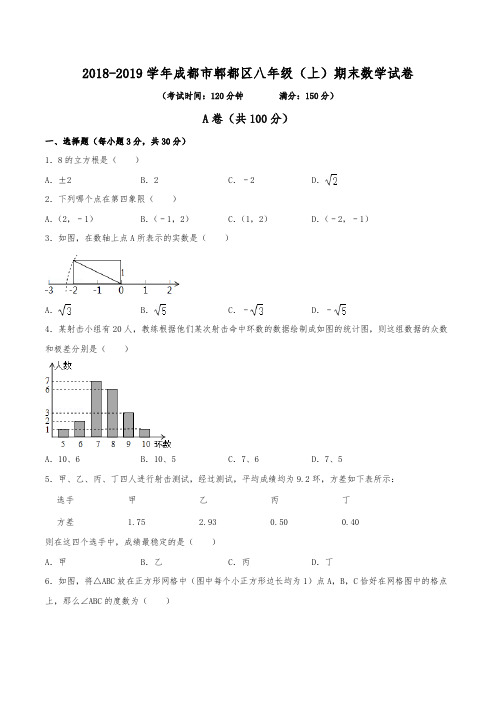 2018-2019学年成都市郫都区八年级(上)期末数学试卷(含解析)