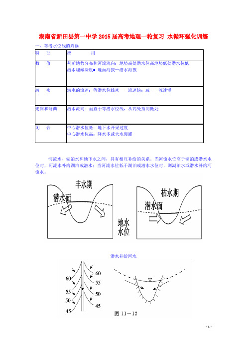 湖南省新田县第一中学高考地理一轮复习 水循环强化训练