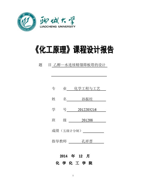 化工原理课程设计报告模板