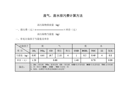 排污费计算方法