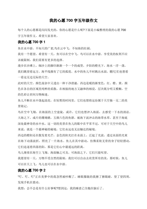 我的心愿700字五年级作文