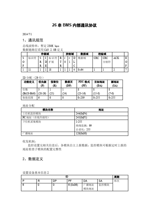 BMS(26S)新版采集盒通讯协议(对外)