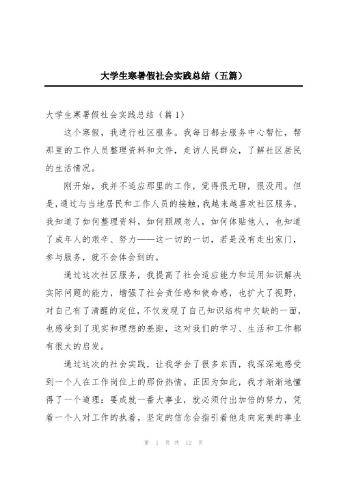 大学生寒暑假社会实践总结(五篇)