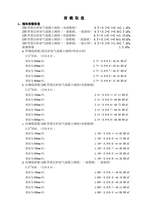 荷载取值