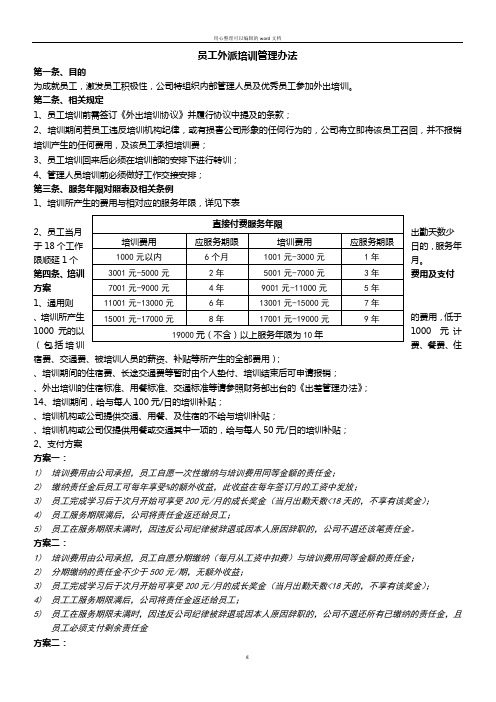 员工外派培训管理办法