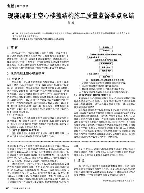 现浇混凝土空心楼盖结构施工质量监督要点总结