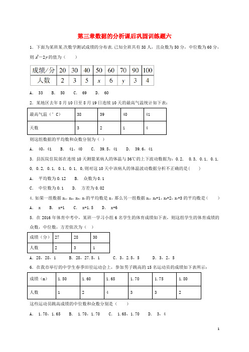 山东省龙口市兰高镇八年级数学上册 第三章 数据的分析课后巩固训练六(无答案) 鲁教版五四制