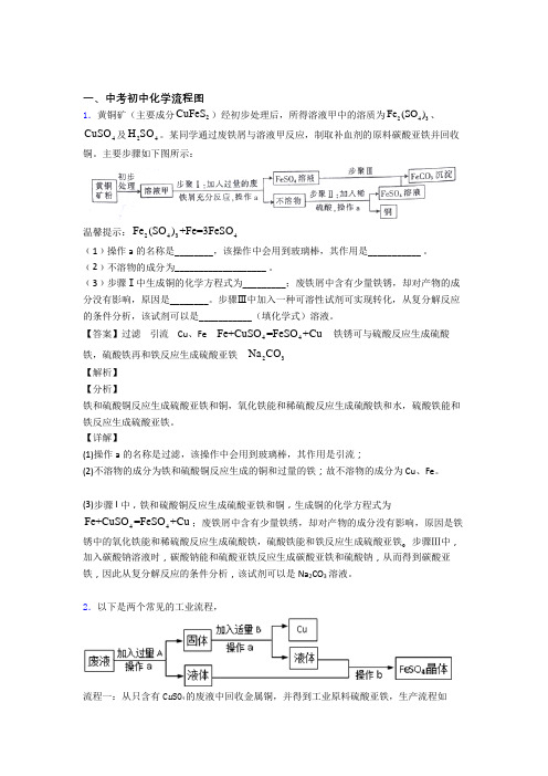 2020-2021中考化学复习流程图专项易错题附详细答案